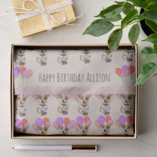 Beige Adorable Cheerful Dog Lovers Corgi Birthday  Tissue Paper