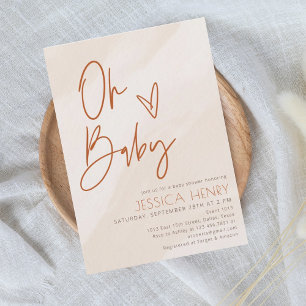 Beige Aesthetic Modern Baby Shower Invitation