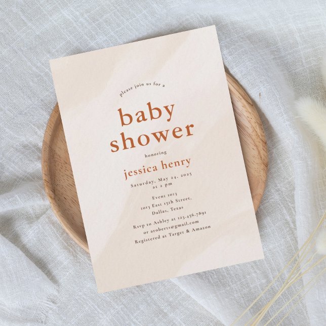 Beige Aesthetic Modern Baby Shower  Invitation (Creator Uploaded)