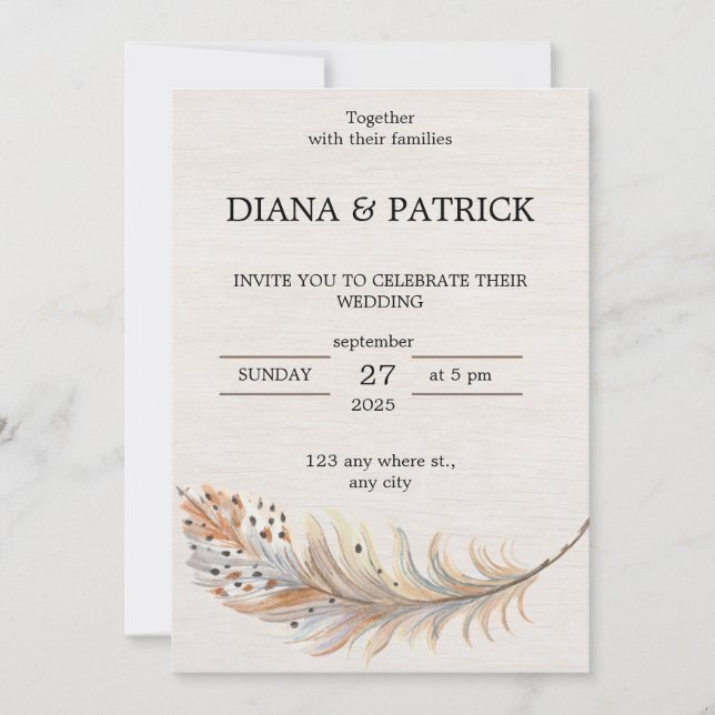 Beige Aesthetic Wedding Invitation (Front)