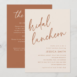 Beige All in One QR Code Bridal Luncheon Invitation