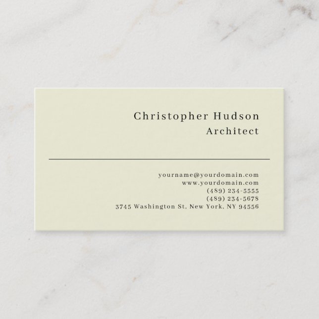 Beige & Almond Color Simple Plain Architect Business Card (Front)