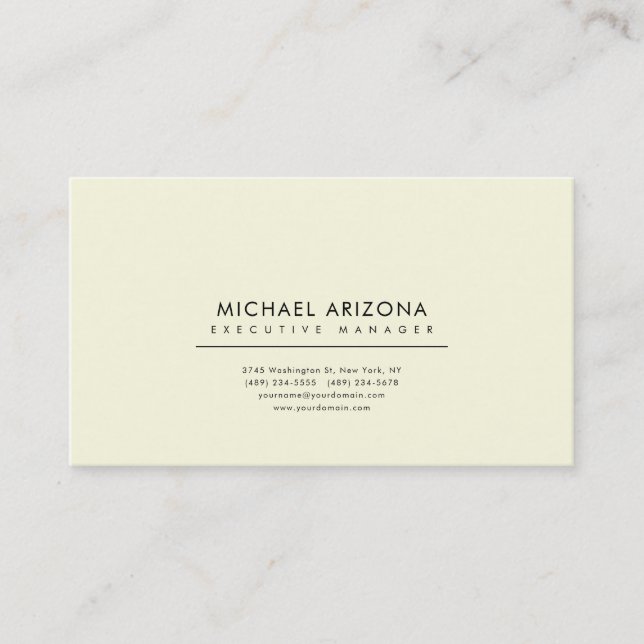 Beige & Almond Minimalist Plain Premium Silk Business Card (Front)
