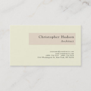 Beige Almond Minimalist Simple Plain Architect Business Card
