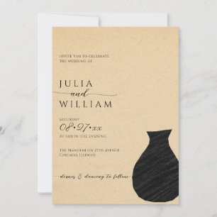 Beige and black aesthetic Wedding Invitation