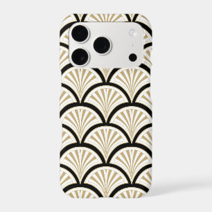 Beige and black art-deco abstract flowers