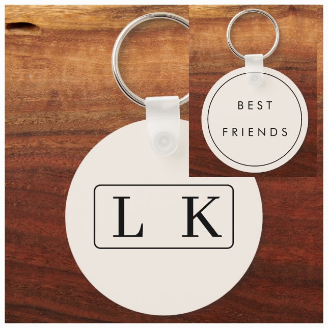Beige and Black best friends Monogrammed Key Ring (Creator Uploaded)