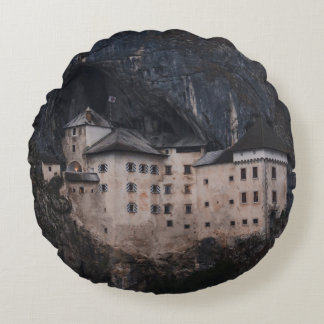 BEIGE AND BLACK CONCRETE HOUSE ROUND CUSHION