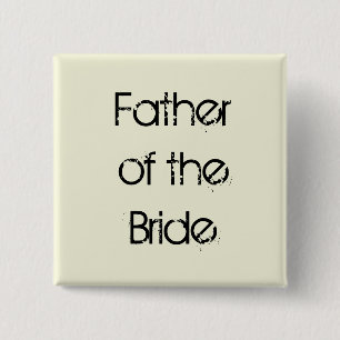 beige and black Father of the Bride 15 Cm Square Badge