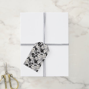 Beige and Black Flowers Gift Tags
