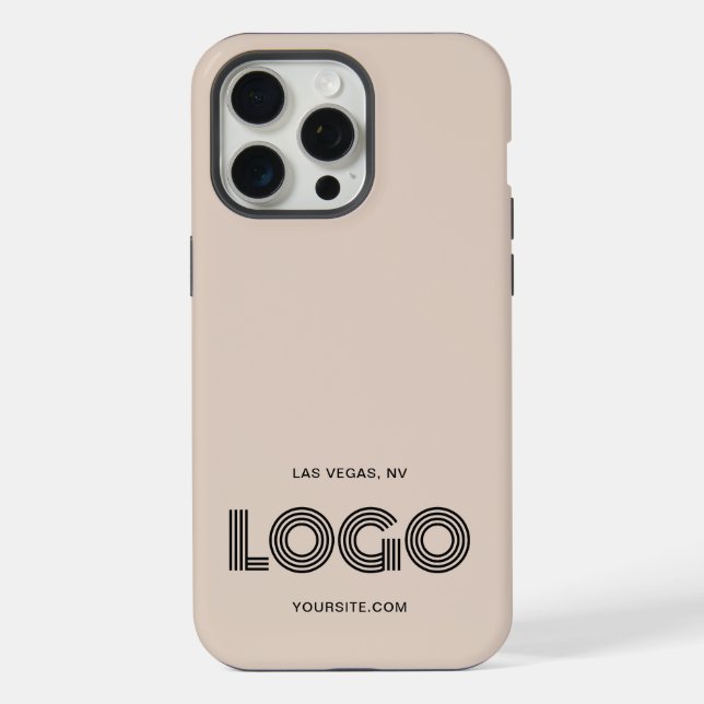 Beige and Black Modern Rectangular Logo iPhone Case (Back)