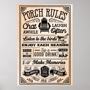 Beige and Black Porch Rules Poster