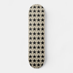 Beige and Black Stars Pattern Skateboard