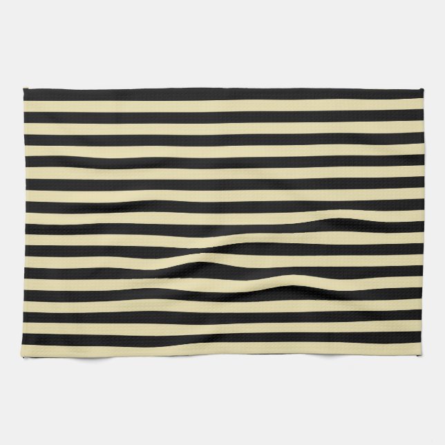 Beige and Black Stripes Tea Towel (Horizontal)