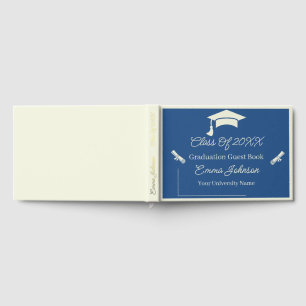 Beige And Blue Customisable Graduation Guest Book