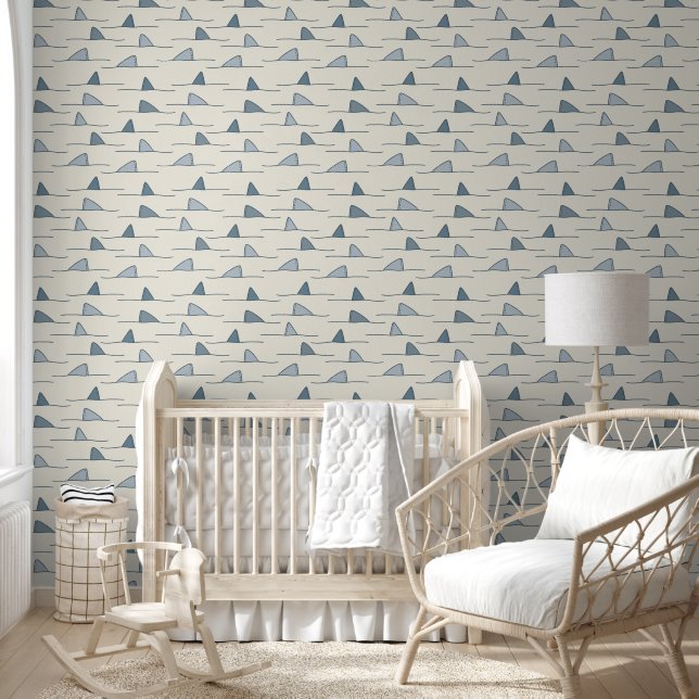 Beige and Blue Shark Fin Kids Wallpaper (Kids)