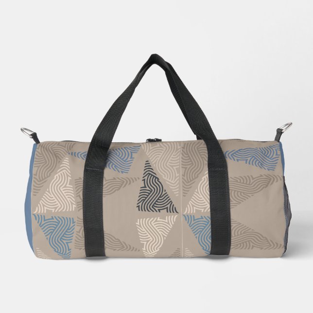 Beige and Blue Triangle  Duffle Bag (Front)