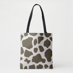Beige and brown animal print tote bag