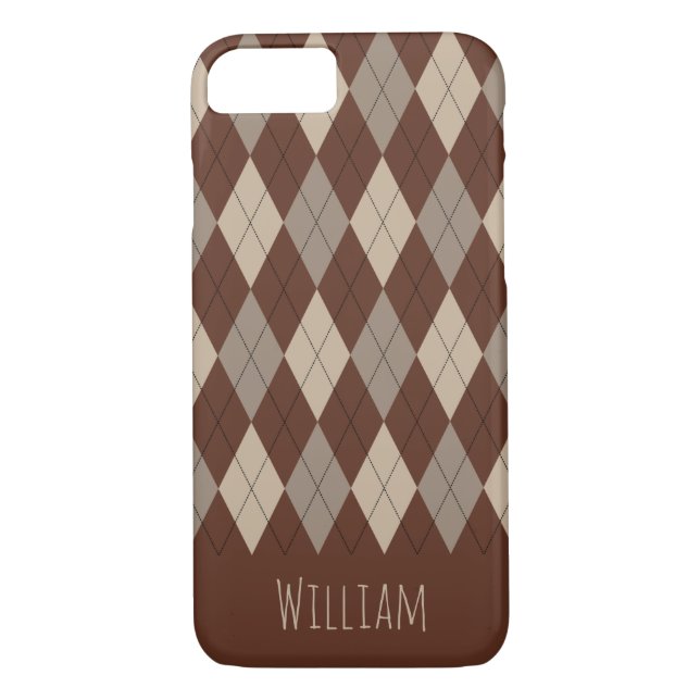 Beige and Brown Argyle Pattern iPhone 7/8 Case (Back)