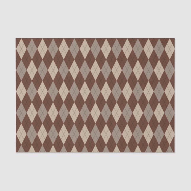Beige and Brown Argyle Pattern Tissue Paper (Front)