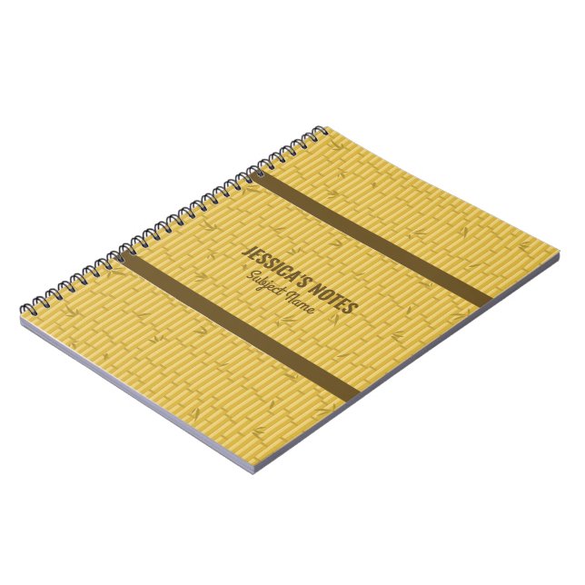 Beige and brown bamboo wood background notebook (Left Side)
