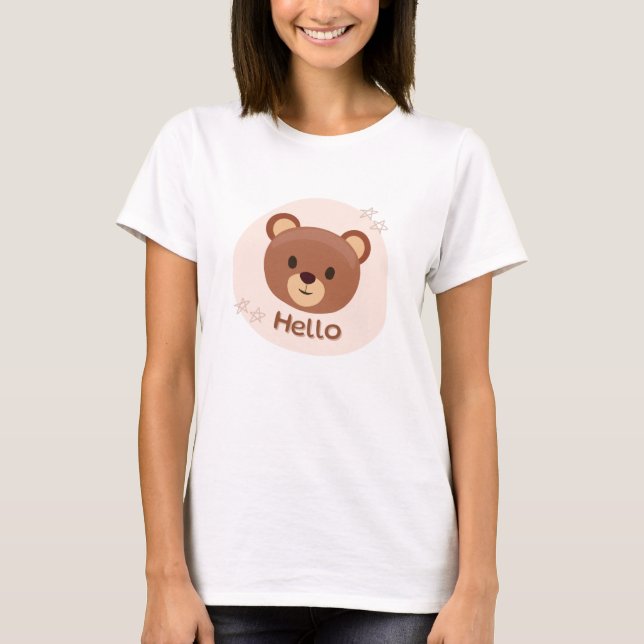 Beige and Brown Cute Illustrative T-Shirt (Front)