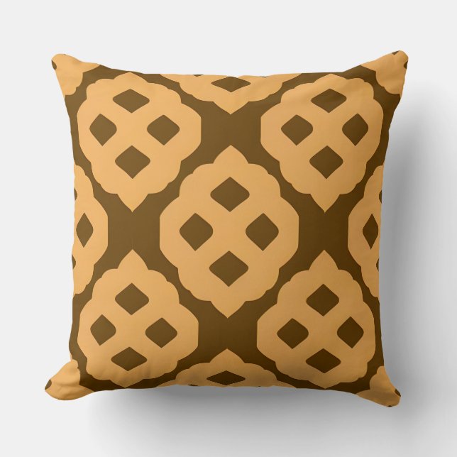 Beige and Brown Geometric Pattern Cushion (Front)