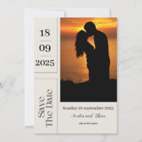 Beige and Brown Geometric Save the Date Wedding In