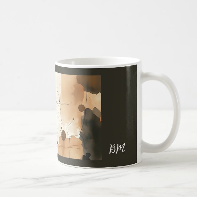 Beige and Brown Organic Gradients Coffee Mug (Right)