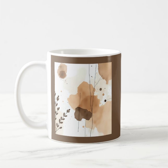 Beige and Brown Organic Gradients Coffee Mug (Left)
