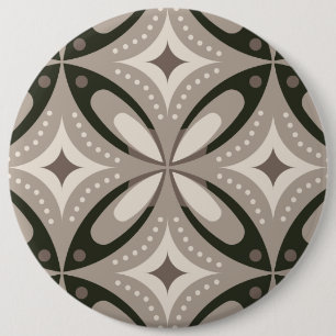 Beige and Brown Retro circular shapes 6 Cm Round Badge