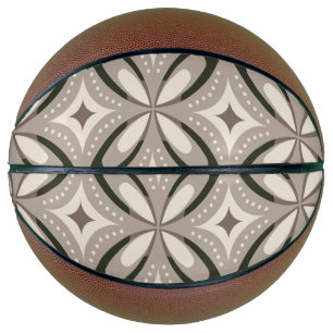 Beige and Brown Retro circular shapes Basketball