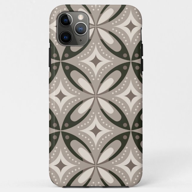 Beige and Brown Retro circular shapes Case-Mate iPhone Case (Back)