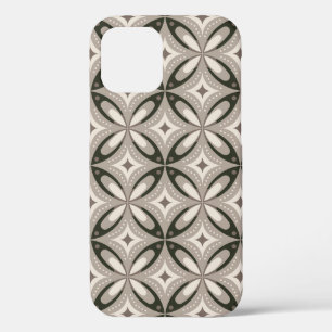Beige and Brown Retro circular shapes iPhone 12 Pro Case