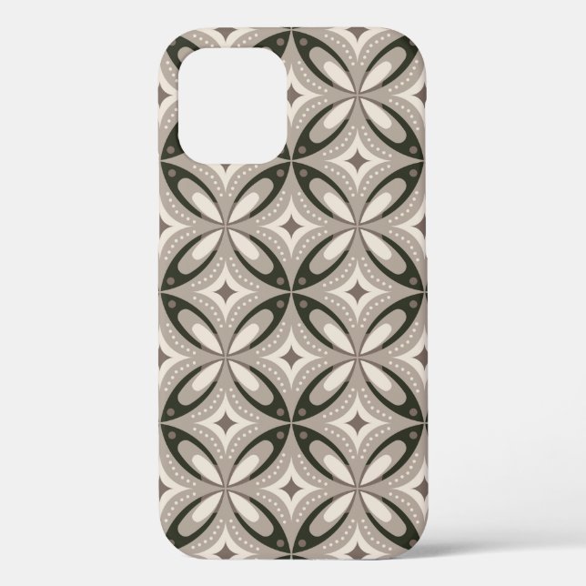 Beige and Brown Retro circular shapes Case-Mate iPhone Case (Back)