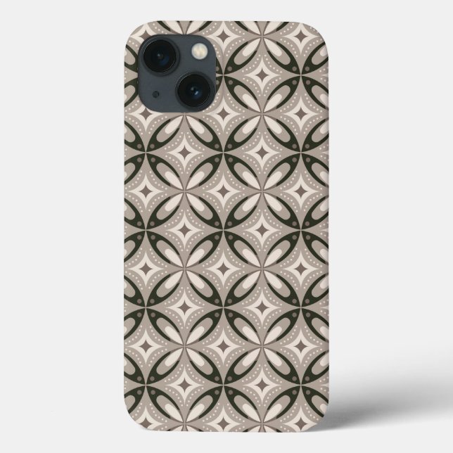 Beige and Brown Retro circular shapes Case-Mate iPhone Case (Back)