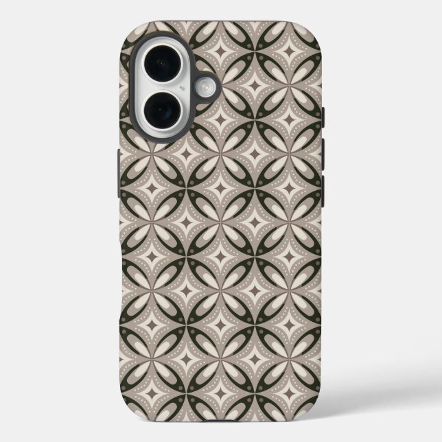 Beige and Brown Retro circular shapes Case-Mate iPhone Case (Back)