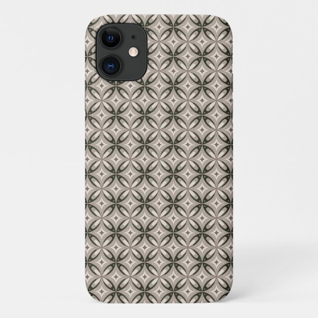 Beige and Brown Retro circular shapes Case-Mate iPhone Case (Back)