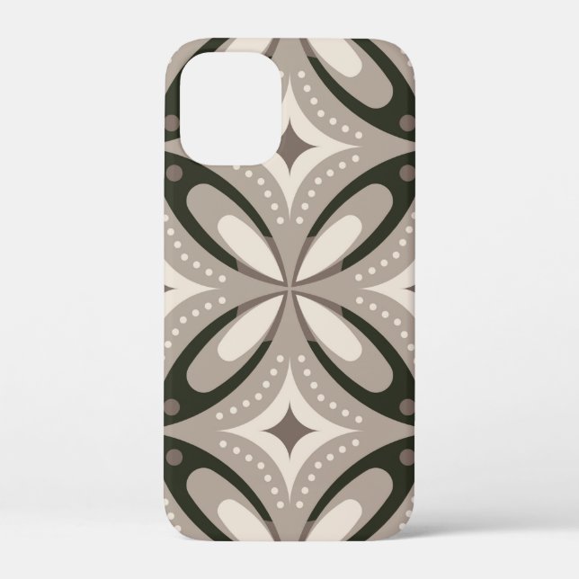Beige and Brown Retro circular shapes Case-Mate iPhone Case (Back)