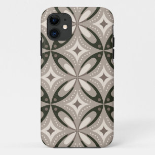 Beige and Brown Retro circular shapes Case-Mate iPhone Case