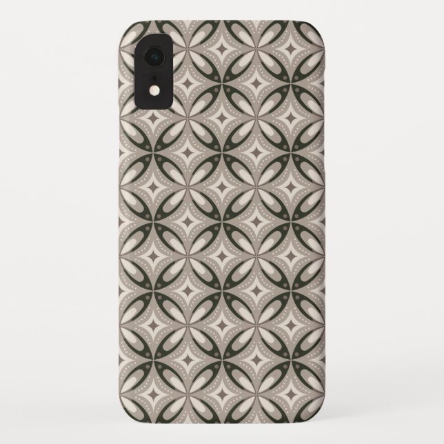 Beige and Brown Retro circular shapes Case-Mate iPhone Case (Back)