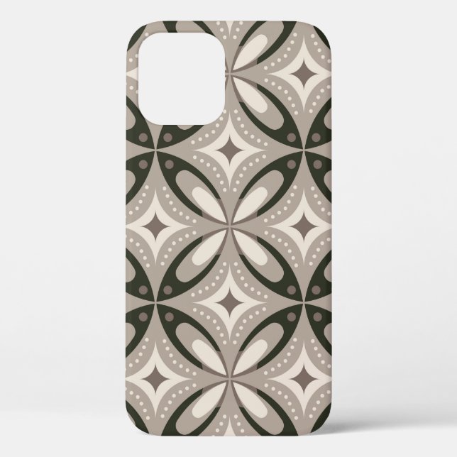 Beige and Brown Retro circular shapes Case-Mate iPhone Case (Back)