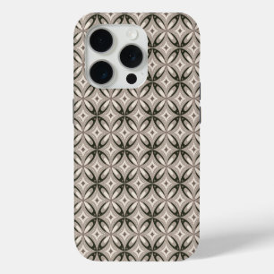 Beige and Brown Retro circular shapes iPhone 15 Pro Case