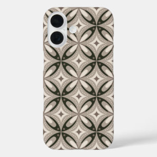 Beige and Brown Retro circular shapes iPhone 16 Case