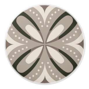 Beige and Brown Retro circular shapes Ceramic Knob