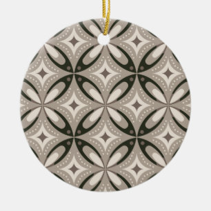 Beige and Brown Retro circular shapes Ceramic Tree Decoration