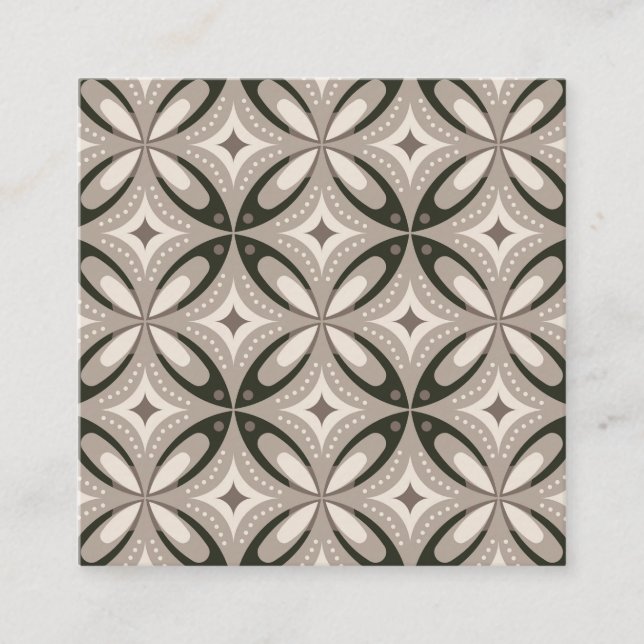 Beige and Brown Retro circular shapes Discount Card (Front)