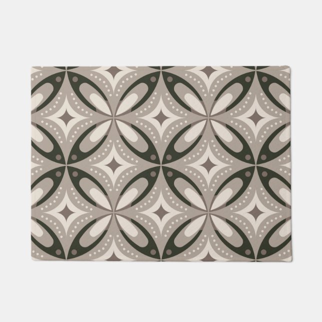 Beige and Brown Retro circular shapes Doormat (Front)
