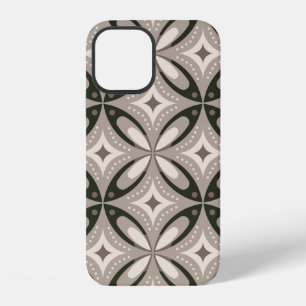 Beige and Brown Retro circular shapes iPhone 12 Case