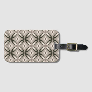 Beige and Brown Retro circular shapes Luggage Tag